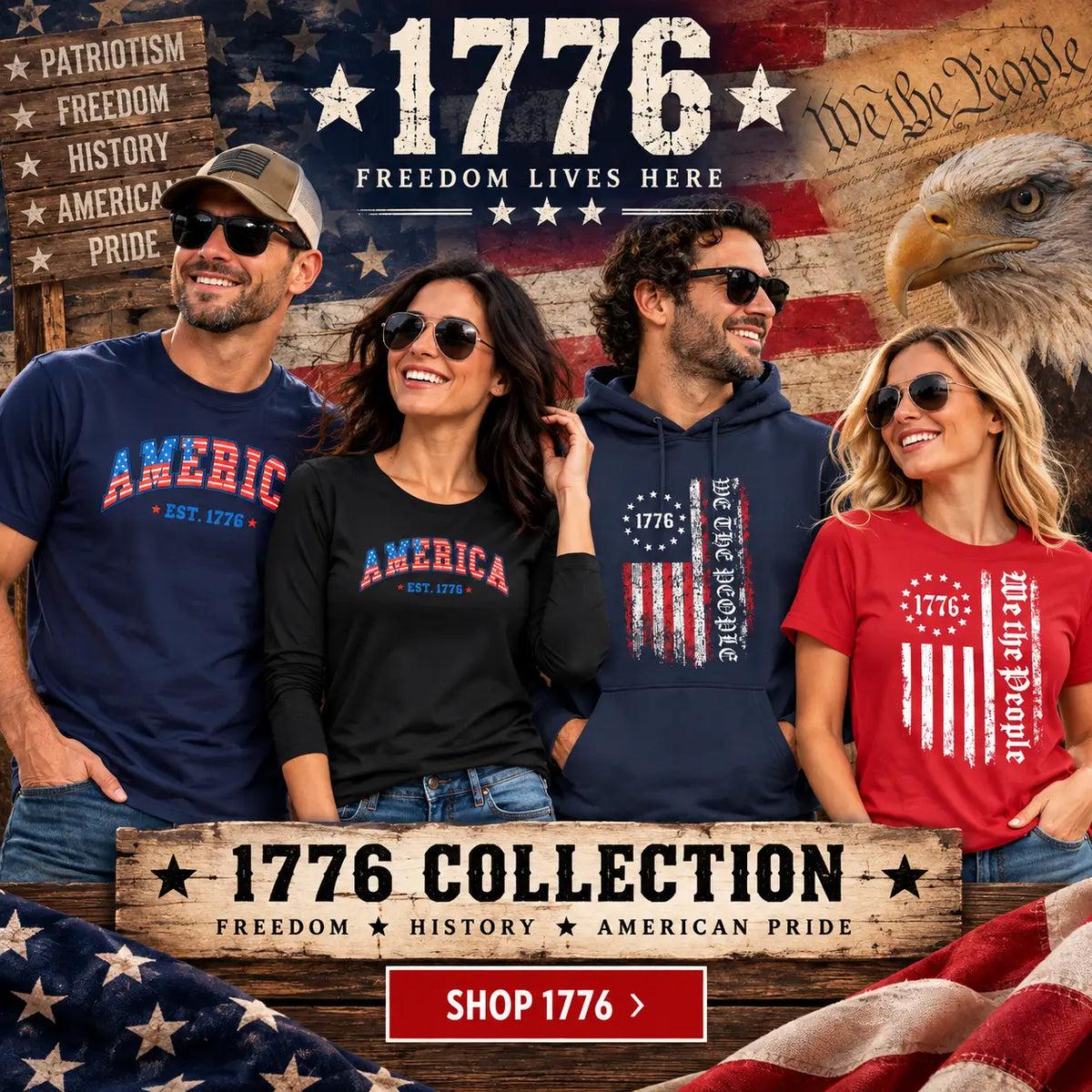 1776 Shirts, Hoodies and Patriotic Apparel