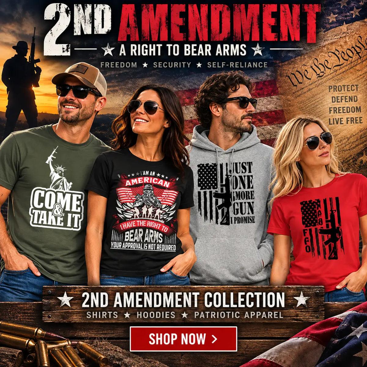 Shop 2nd Amendment T-shirts and hoodies apparel collection