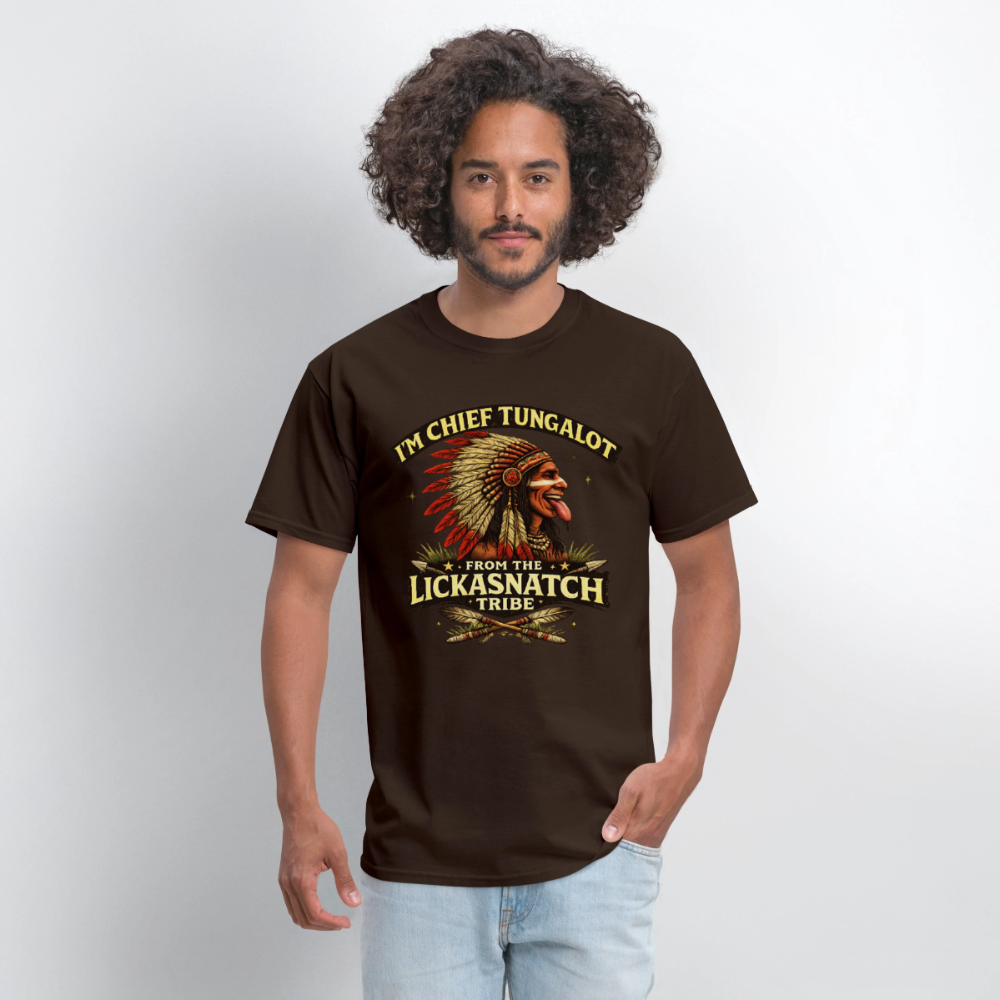 Chief Tungalot Lickasnatch Tribe Funny T-Shirt Color: White