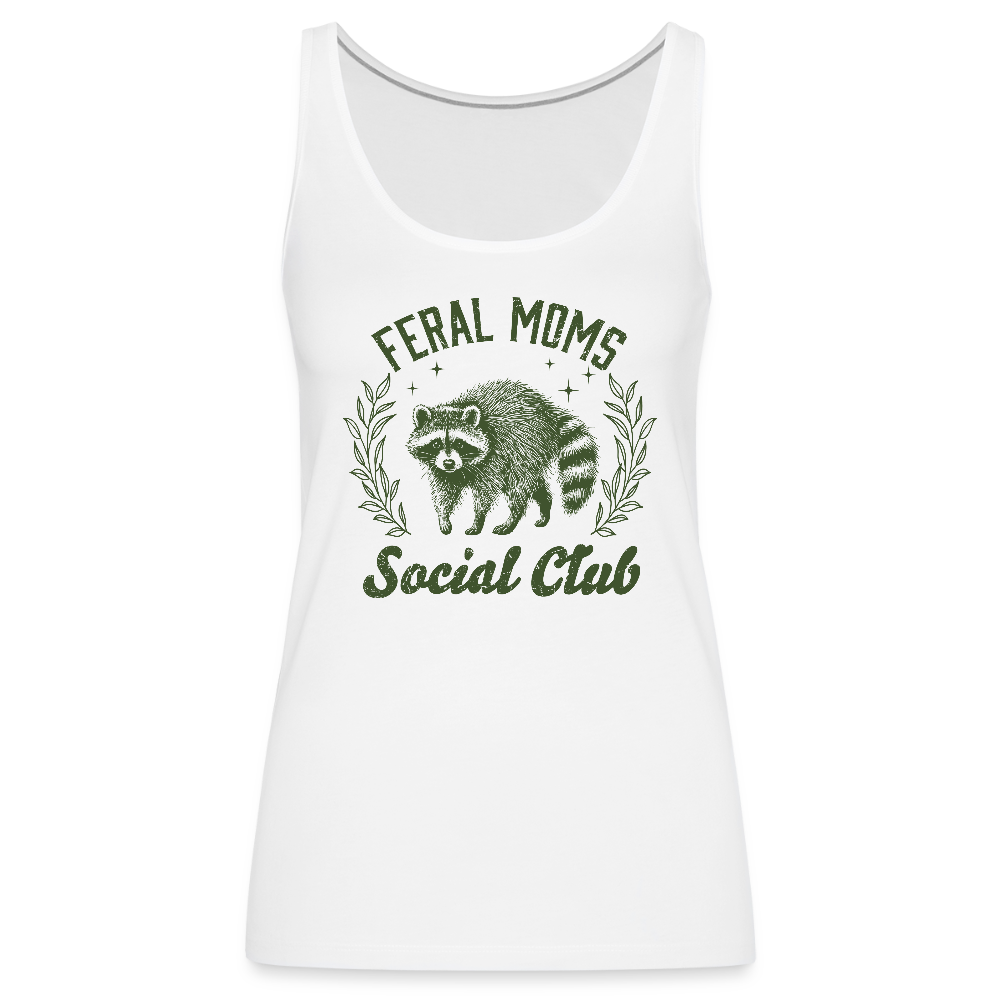 Feral Mom's Social Club Women’s Premium Tank Top - white
