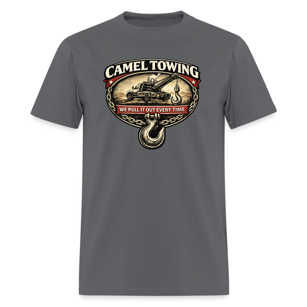 Camel Towing Funny Adult Humor T-Shirt Color: Charcoal