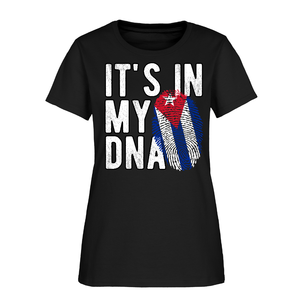 Cuban DNA Women’s T-Shirt – Fingerprint Flag Tee - black
