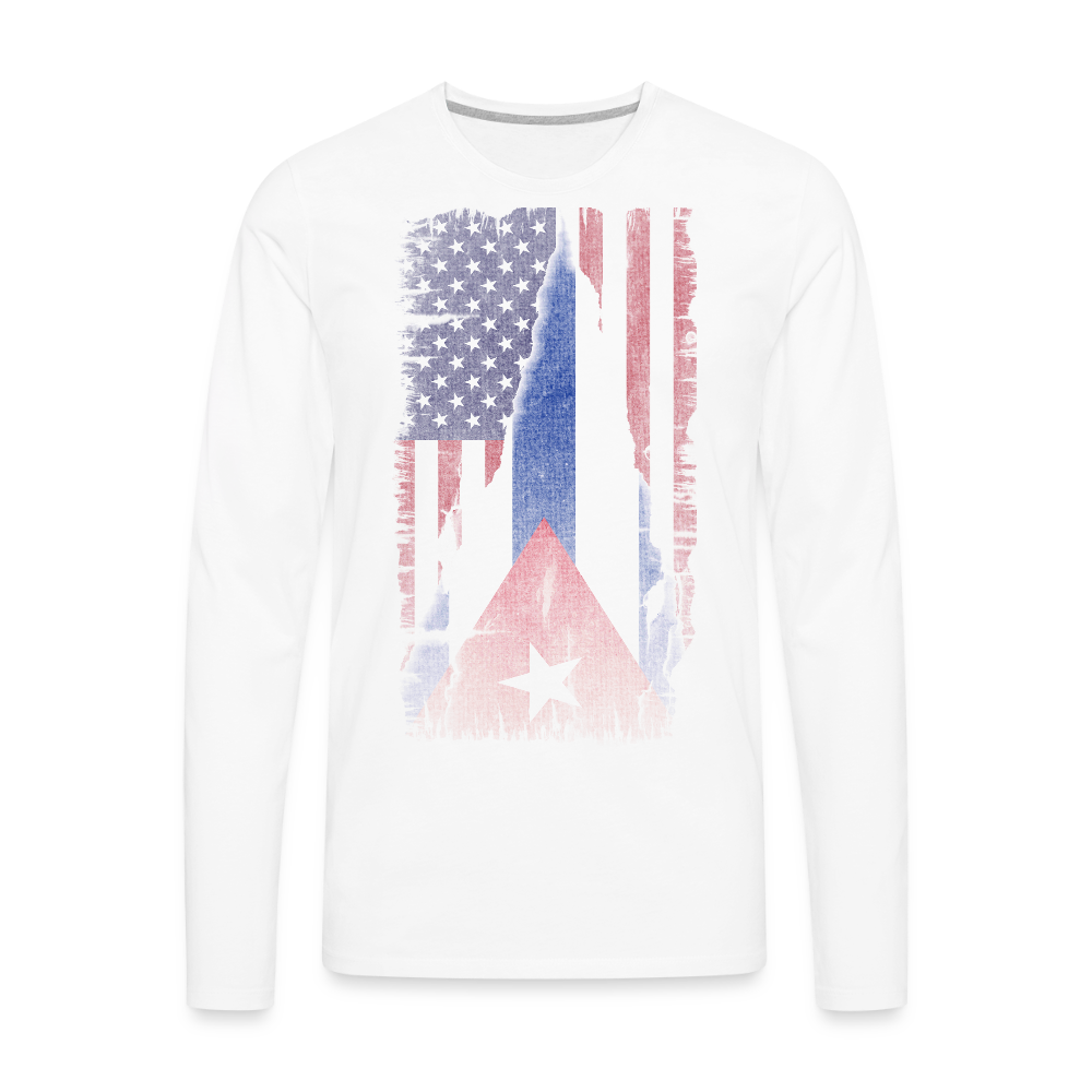 Cuba & USA Flag Men’s Long-Sleeve T-Shirt – Cuban American Heritage Color: black