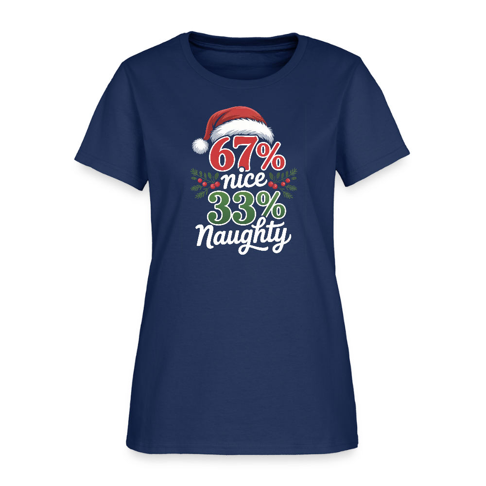 Six Seven 67% Nice 33% Naughty (Christmas) Women's T-Shirt - blue dusk