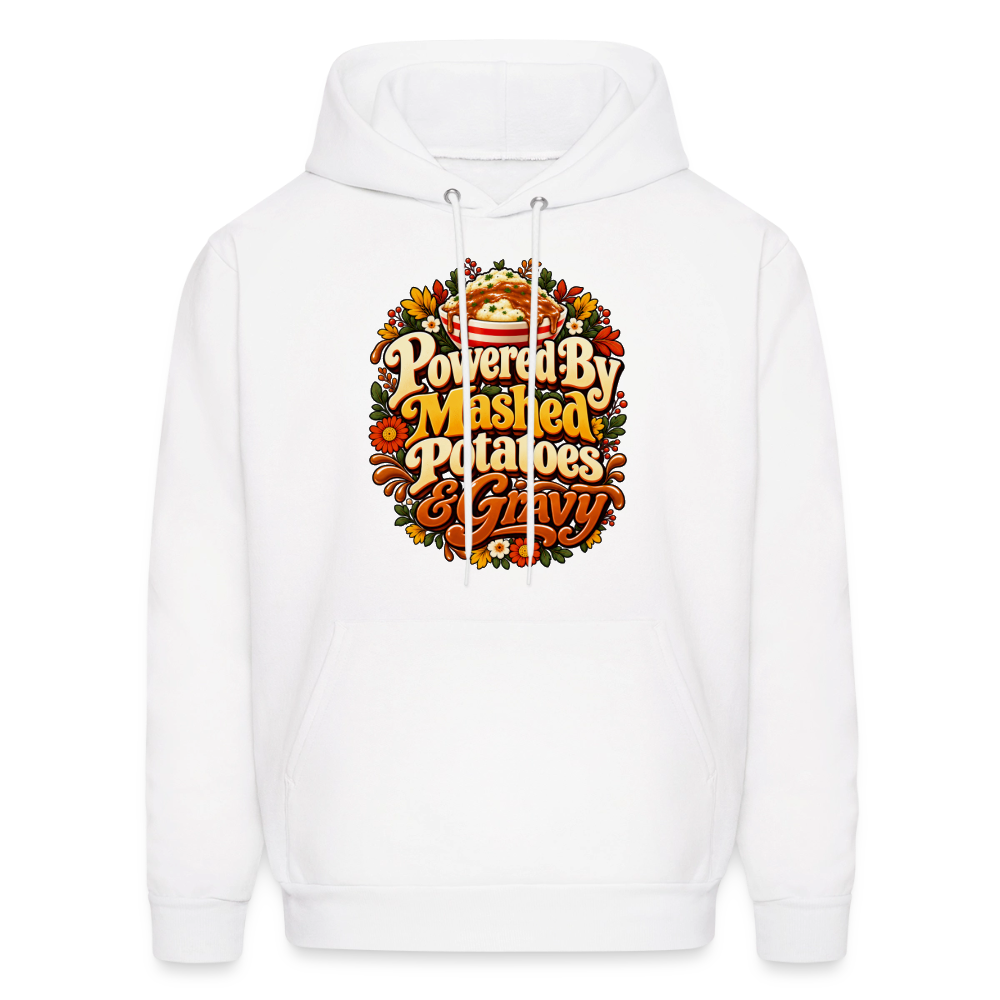 Powered by Mashed Potatoes & Gravy – Fall Floral Hoodie - white