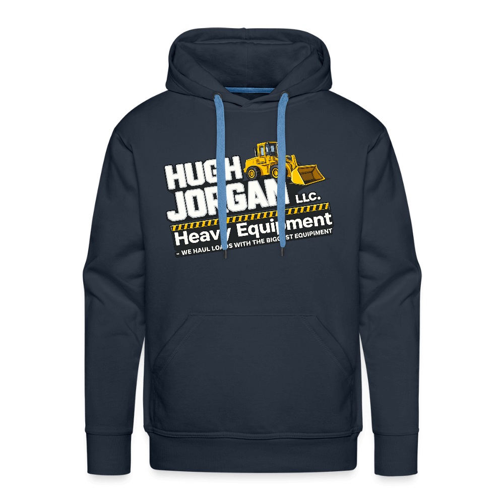 Hugh Jorgan Heavy Equipment Hoodie – Adult Humor Men's Hoodie Color: navy