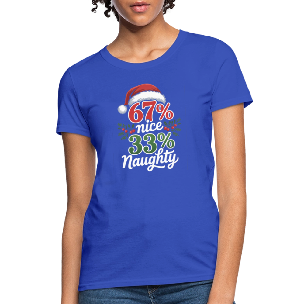 Six Seven 67% Nice 33% Naughty (Christmas) Women's T-Shirt - royal blue
