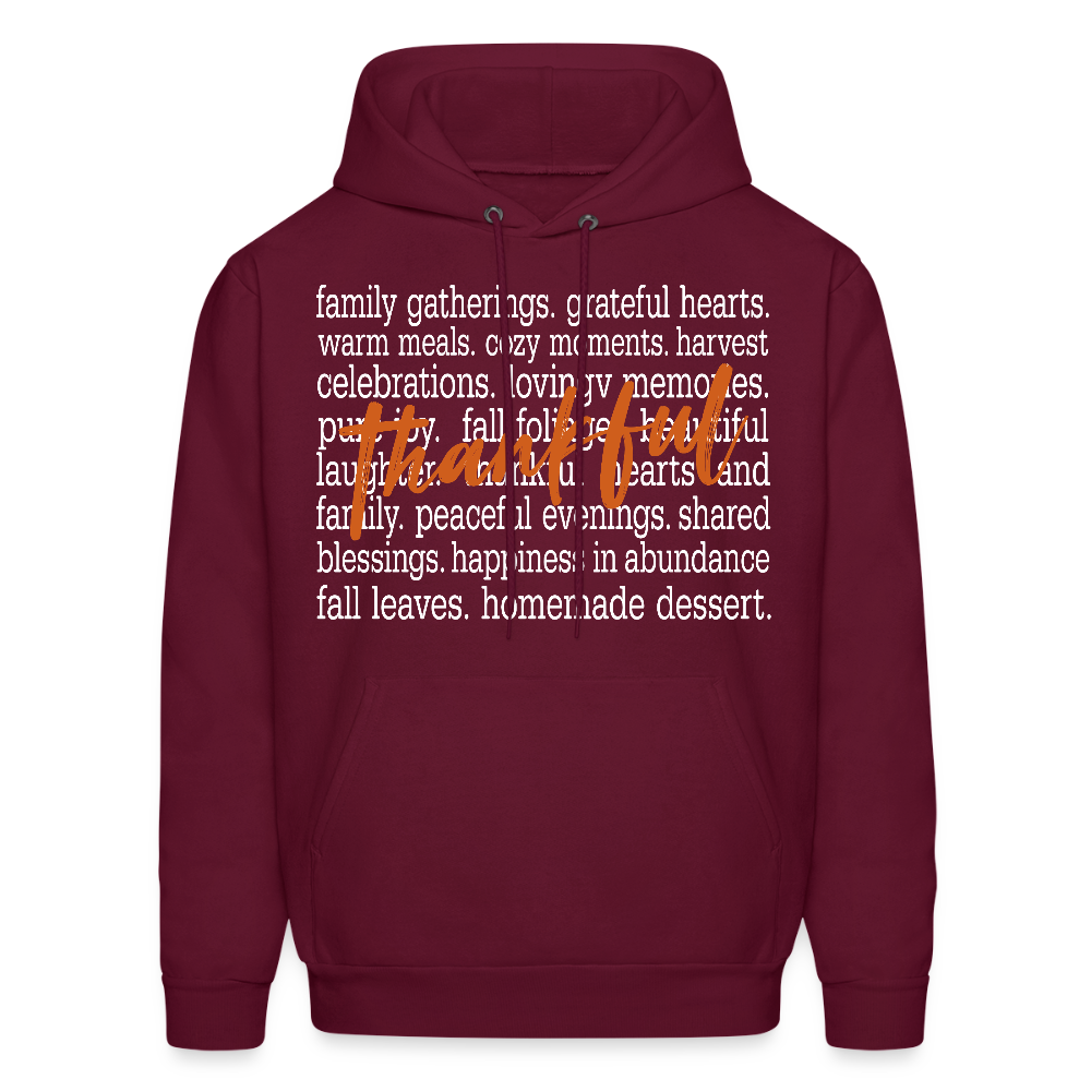 Thankful Word Art (Thanksgiving) Hoodie - burgundy