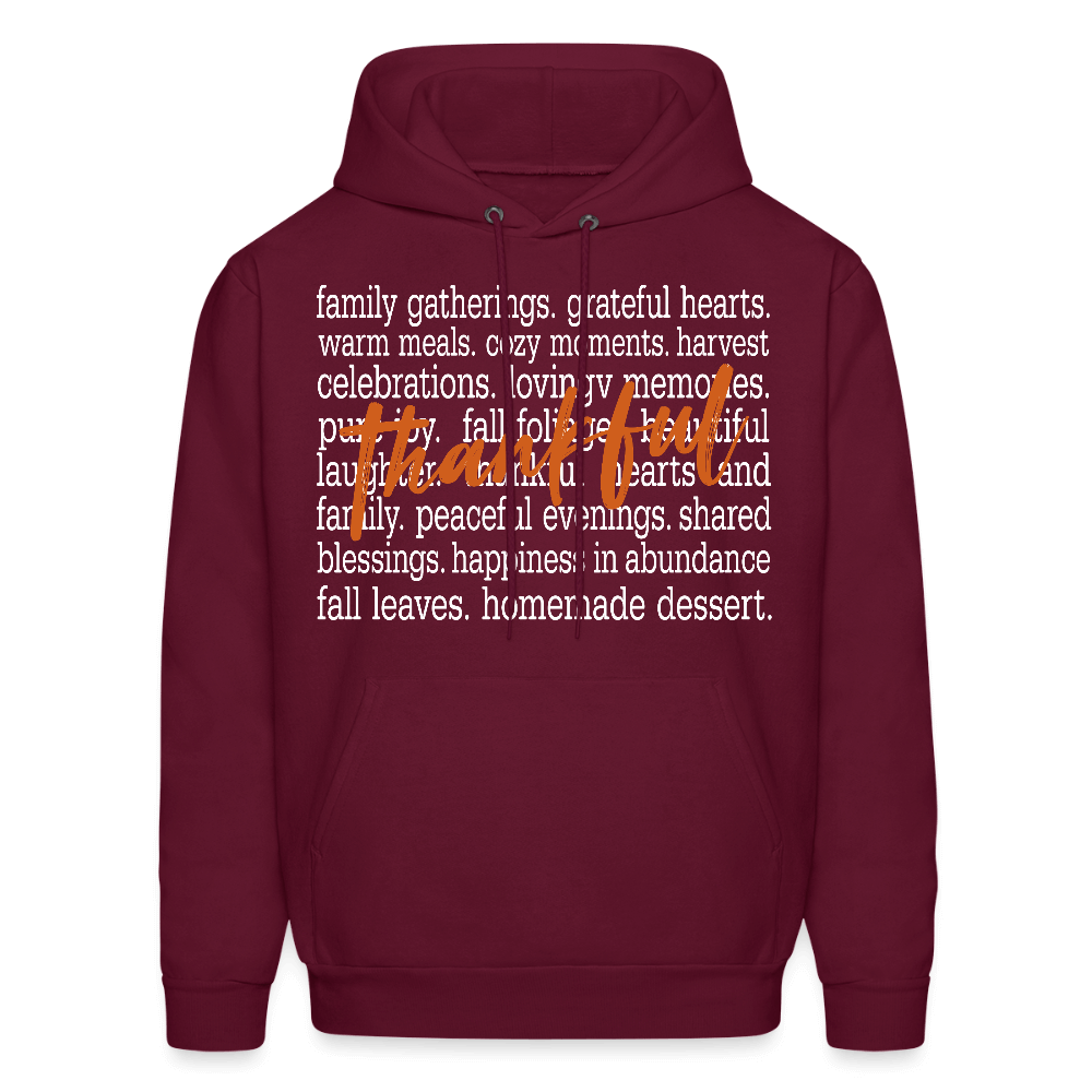 Thankful Word Art (Thanksgiving) Hoodie Color: burgundy