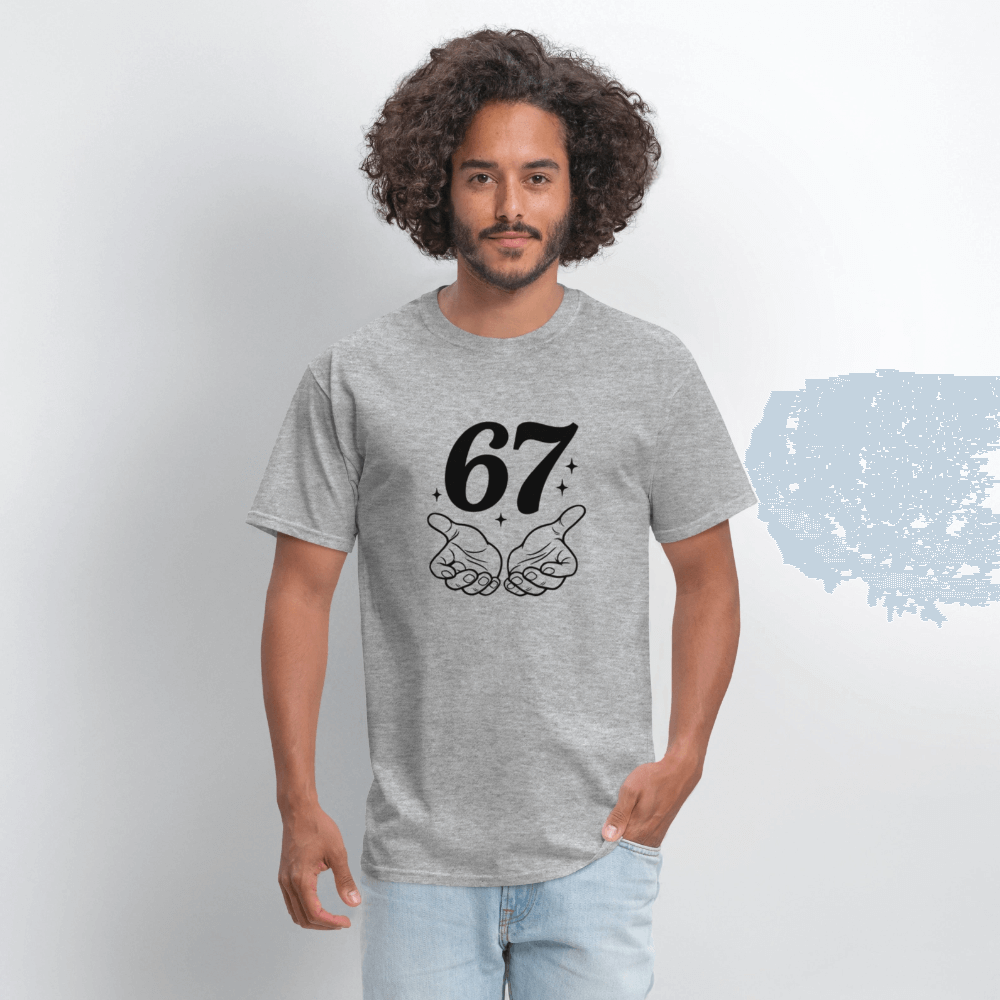 Six Seven 67 Hand Gesture T-Shirt Color: heather gray
