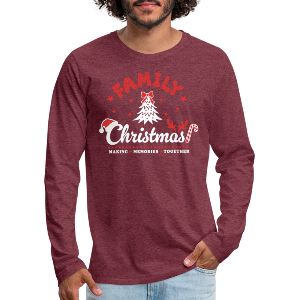Family Christmas Making Memories Together Men's Premium Long Sleeve T-Shirt - heather burgundy