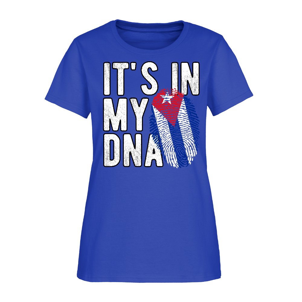 Cuban DNA Women’s T-Shirt – Fingerprint Flag Tee - royal blue