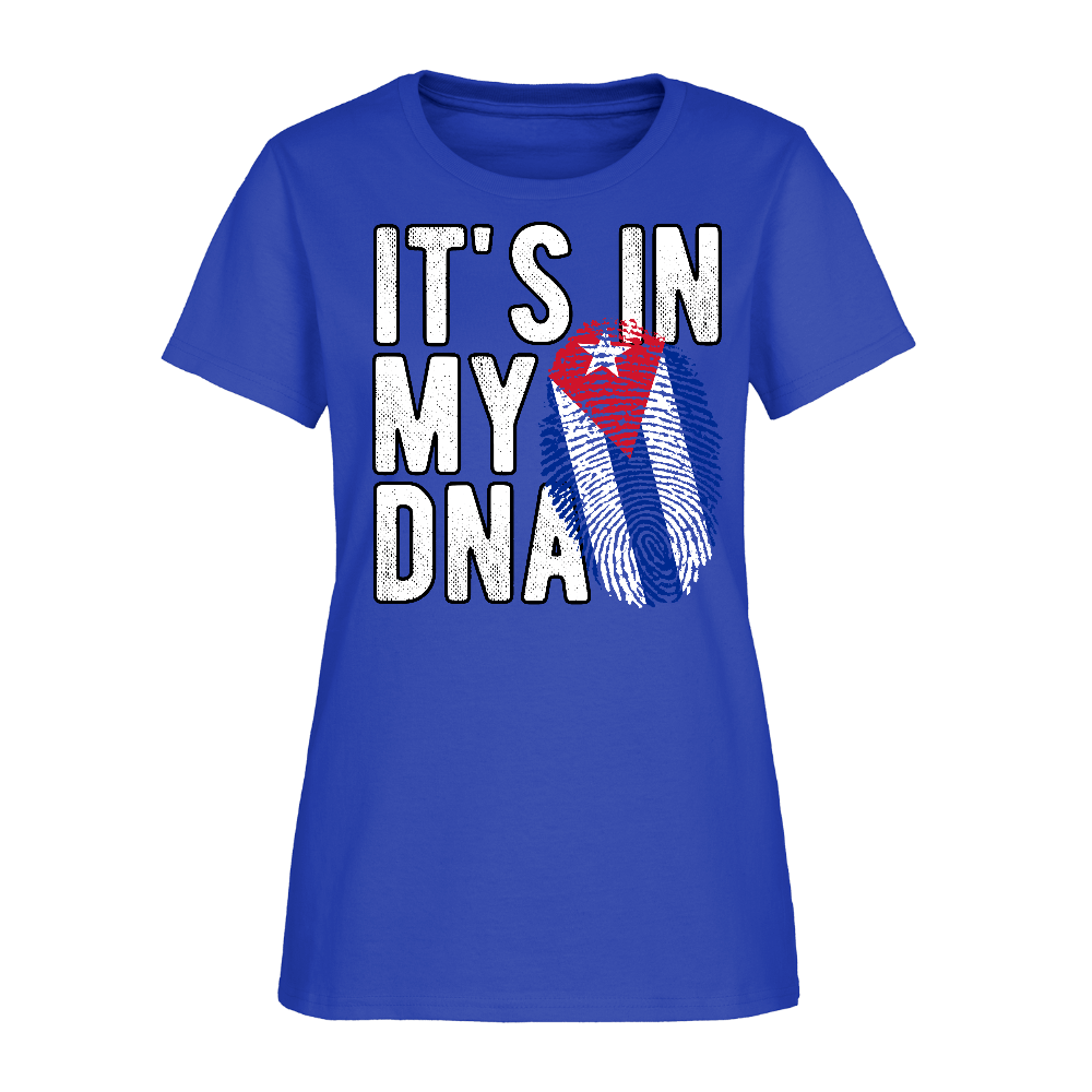 Cuban DNA Women’s T-Shirt – Fingerprint Flag Tee Color: black