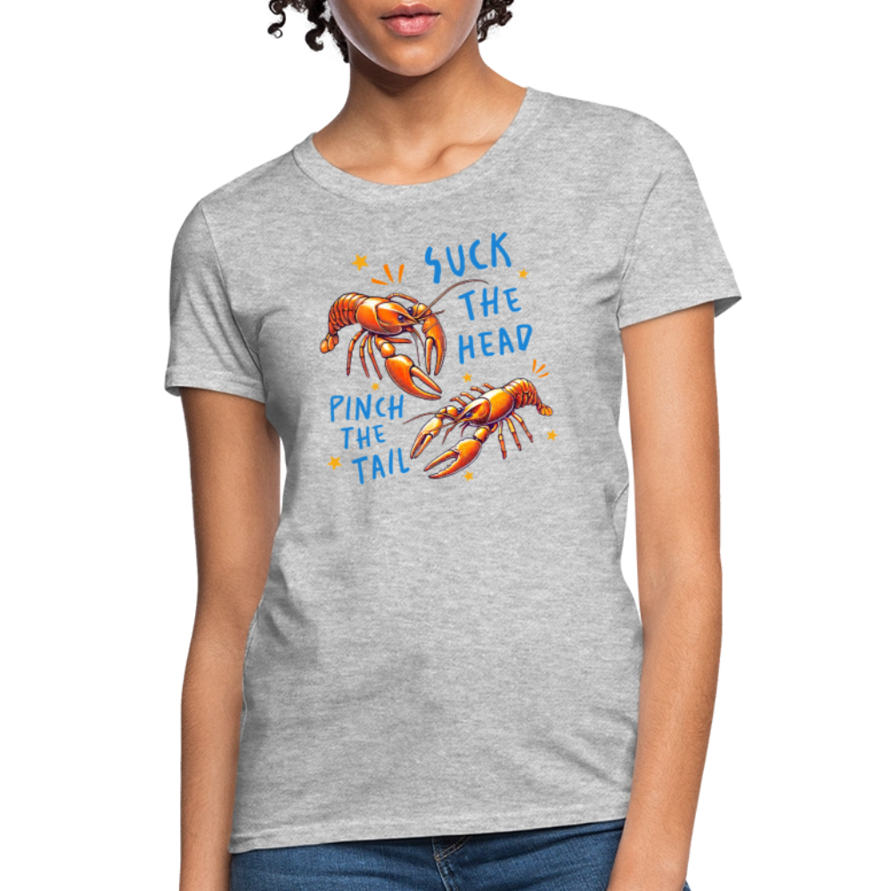 Suck the Head, Pinch the Tail Women’s Crawfish Boil T-Shirt - heather gray
