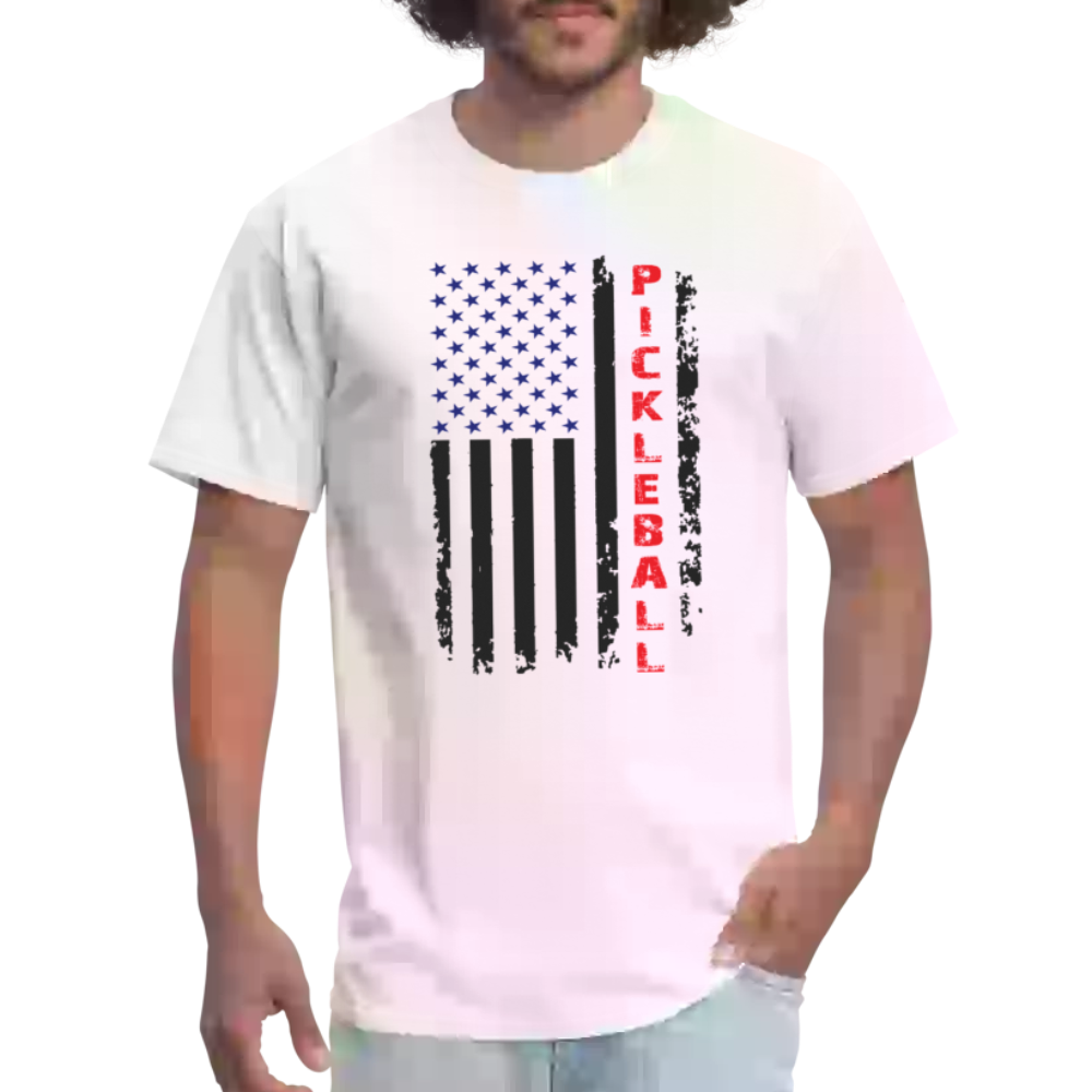 Pickleball Flag T-Shirt – American Pride with a Pickleball Twist - white