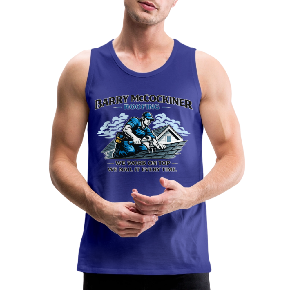 Barry McCockiner Roofing Funny Tank Top Color: Royal Blue