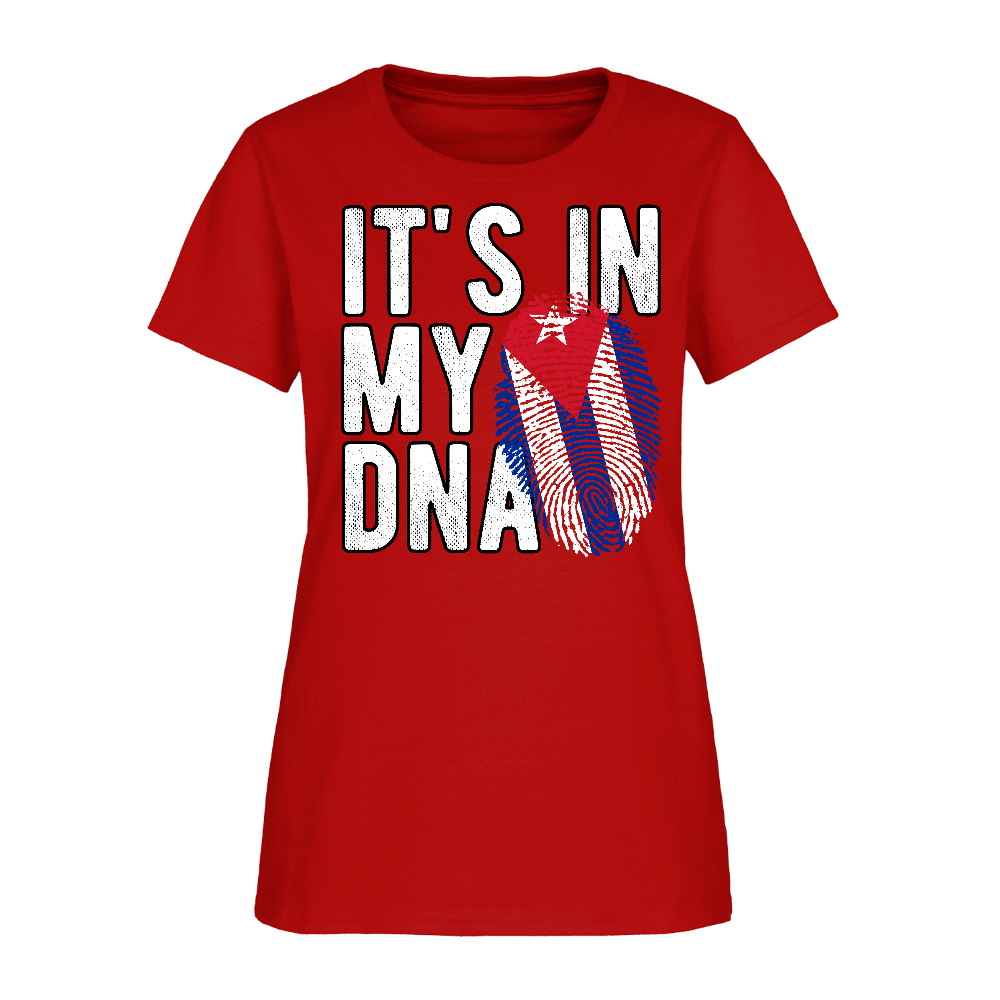 Cuban DNA Women’s T-Shirt – Fingerprint Flag Tee Color: black