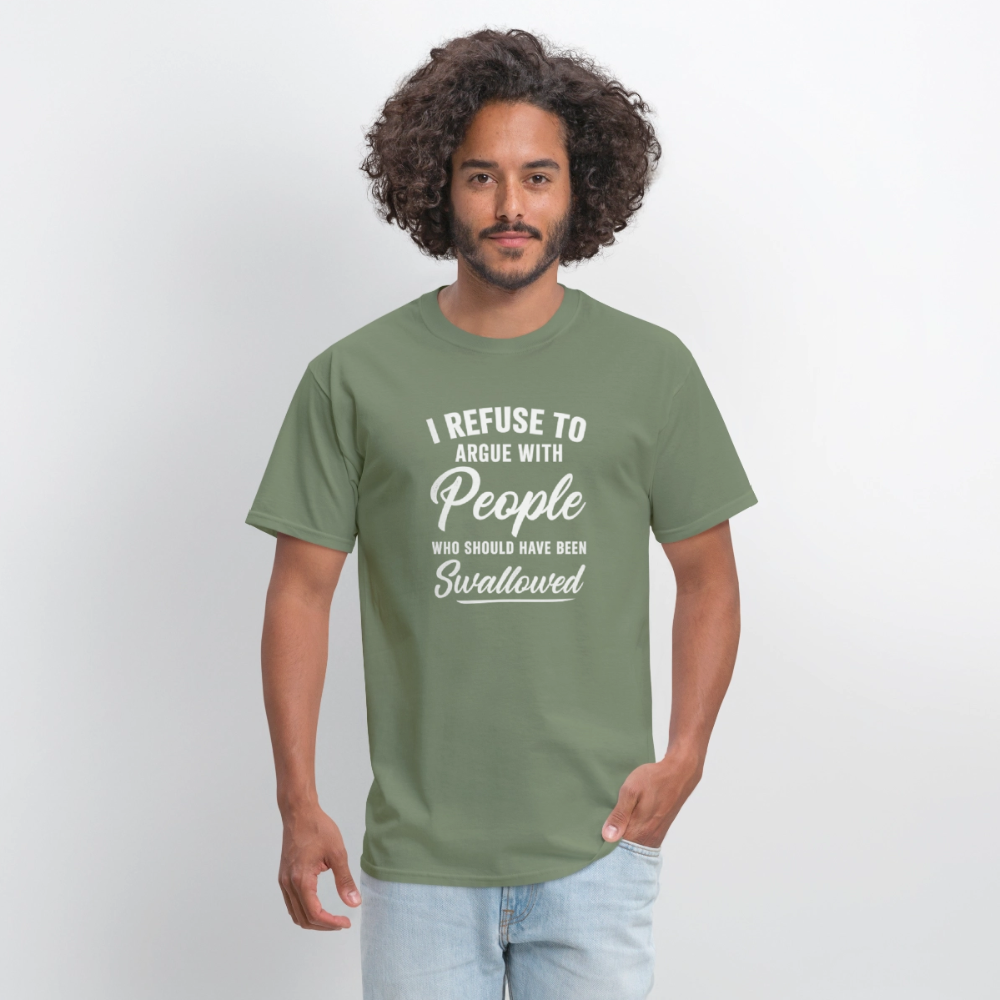 I Refuse To Argue With People Who Should Have Been Swallowed T-Shirt (Adult Humor) Color: royal blue