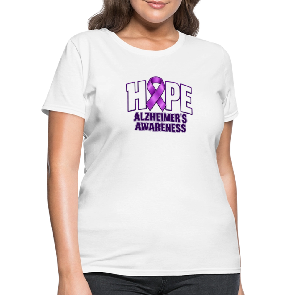Women’s Hope Alzheimer’s Awareness T-Shirt – Purple Ribbon Tee Color: Purple
