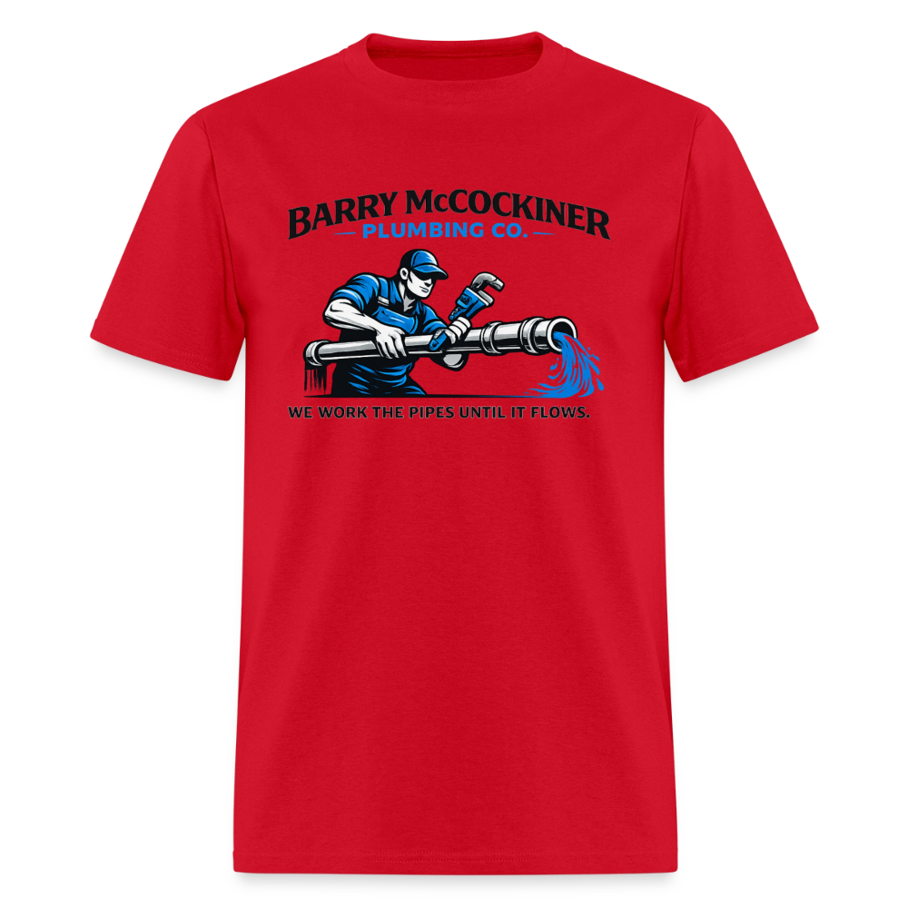 Barry McCockiner Plumbing Funny T-Shirt - red