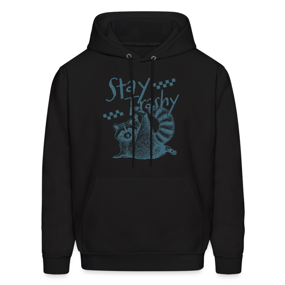 Stay Trashy Hoodie – Funny Raccoon Hoodie for Men & Women - black