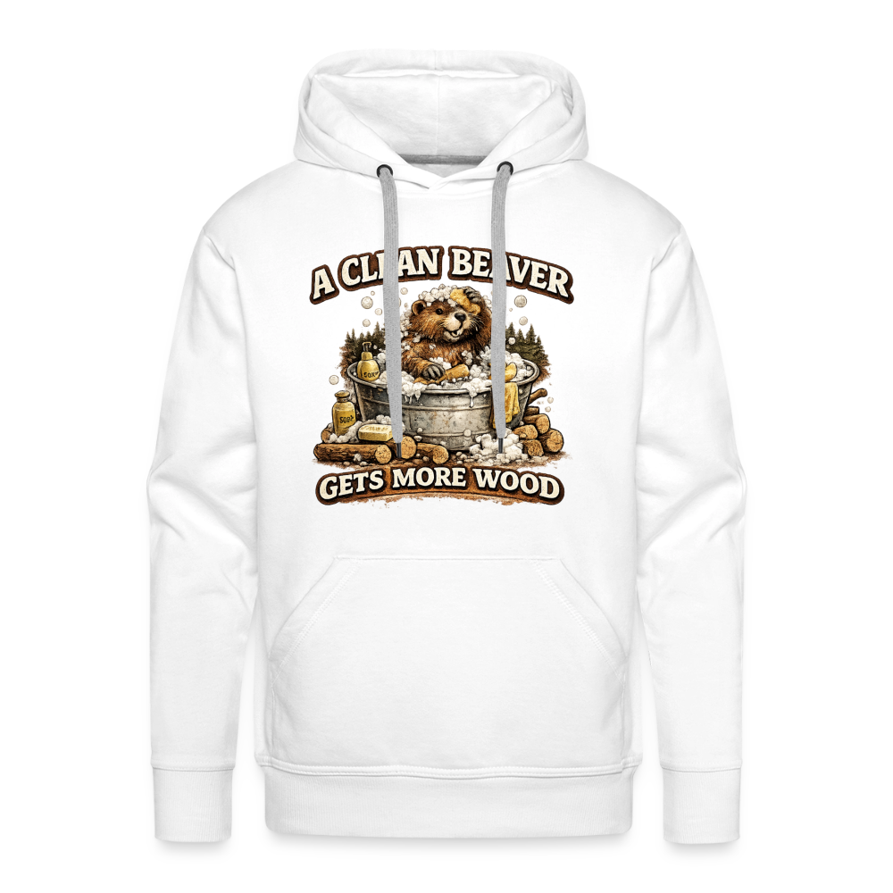 A Clean Beaver Gets More Wood Funny Adult Humor Hoodie Color: white