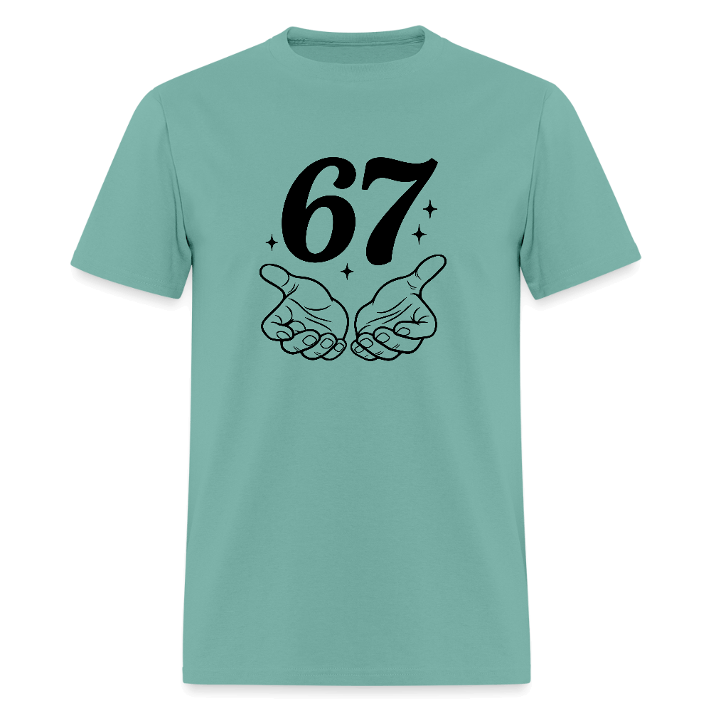 Six Seven 67 Hand Gesture T-Shirt Color: aquatic