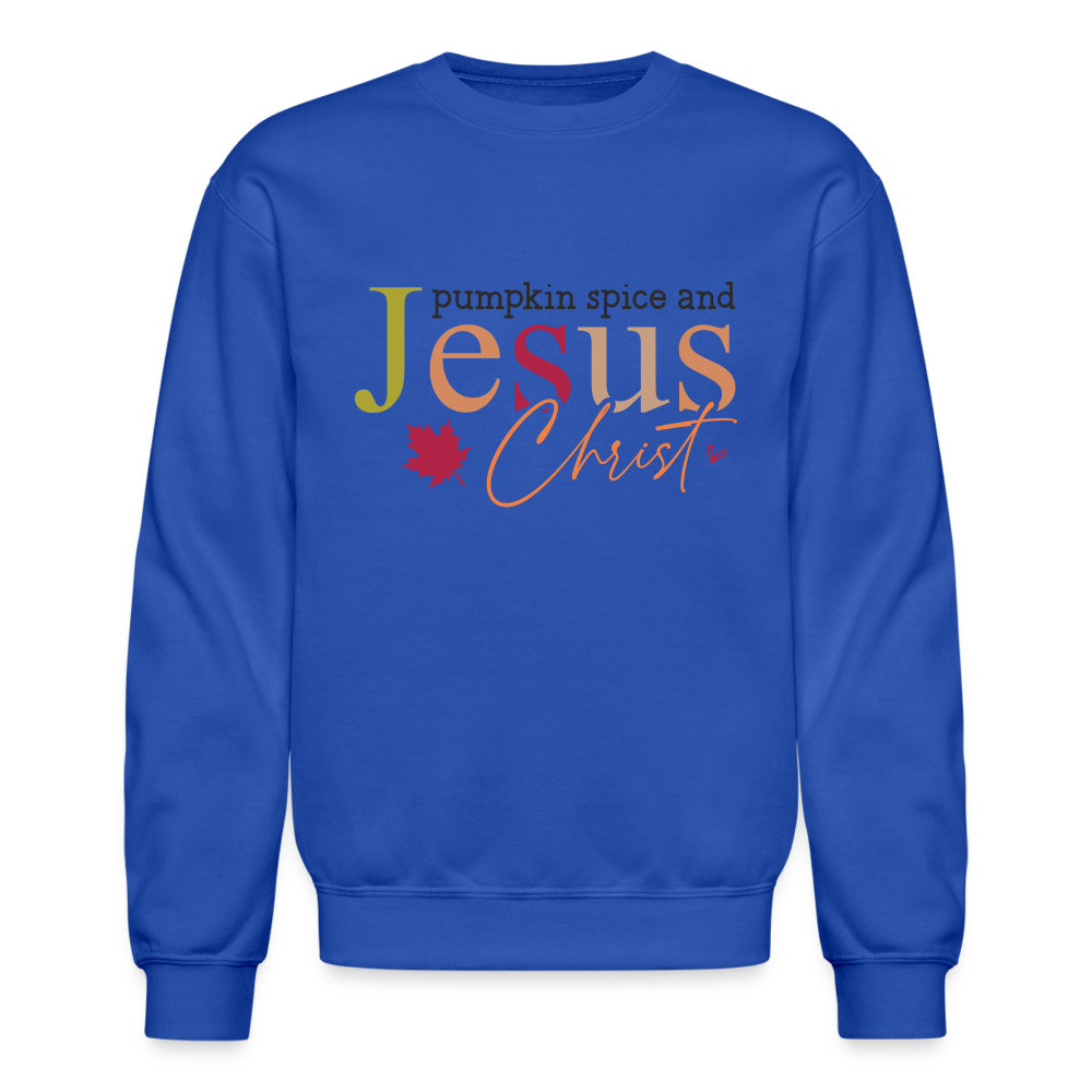 Pumpkin Spice and Jesus Christ Sweatshirt - royal blue