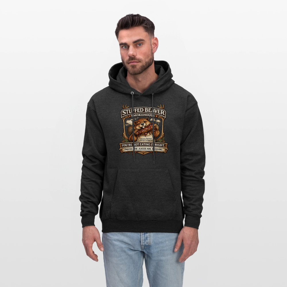 Stuffed Beaver Smokehouse Funny Adult Hoodie Color: Charcoal Grey