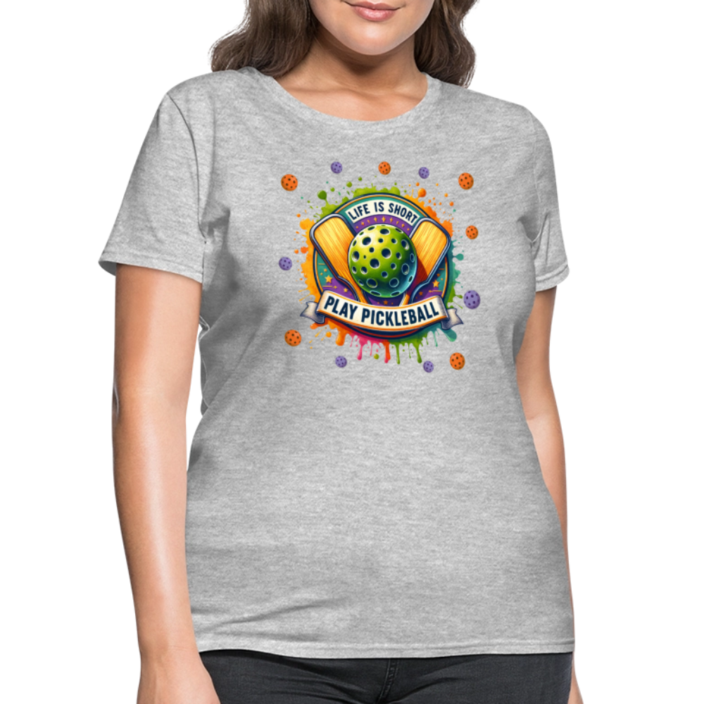 Life Is Short Play Pickleball Women's T-Shirt Color: black