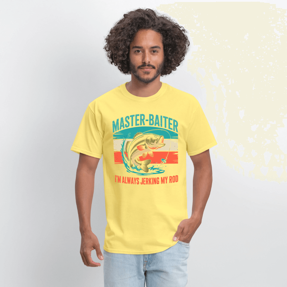Master Baiter Jerking My Rod Funny Fishing T-Shirt - cornsilk