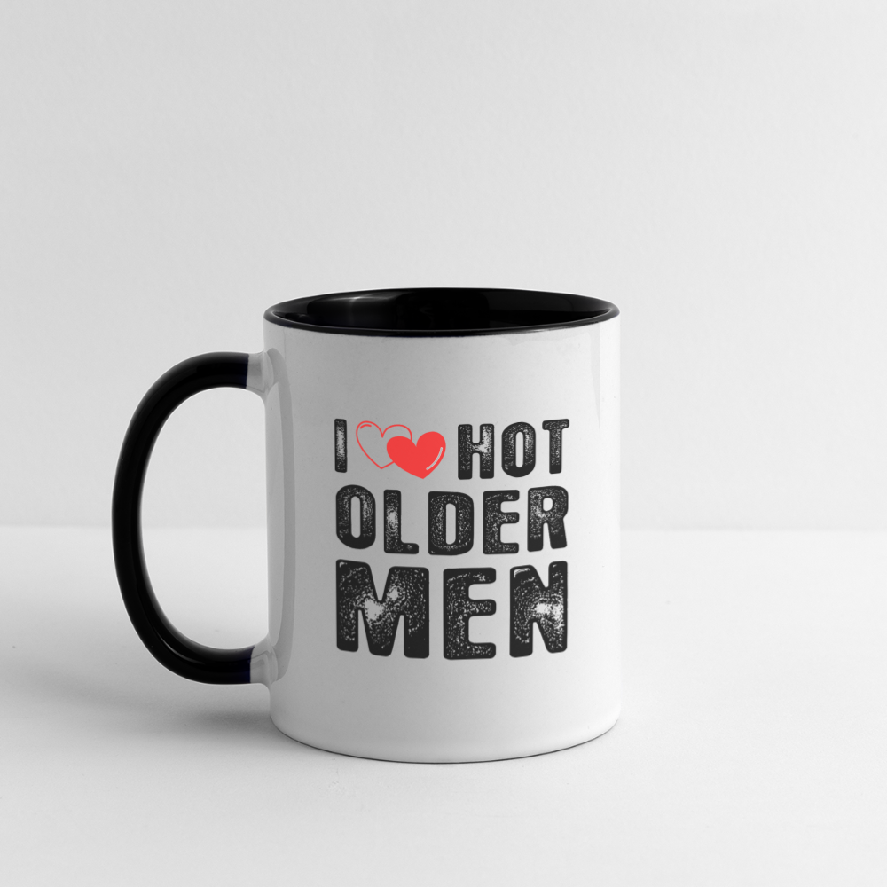 I Heart Hot Older Men (I Love Hot Older Men) Coffee Mug Color: white/red