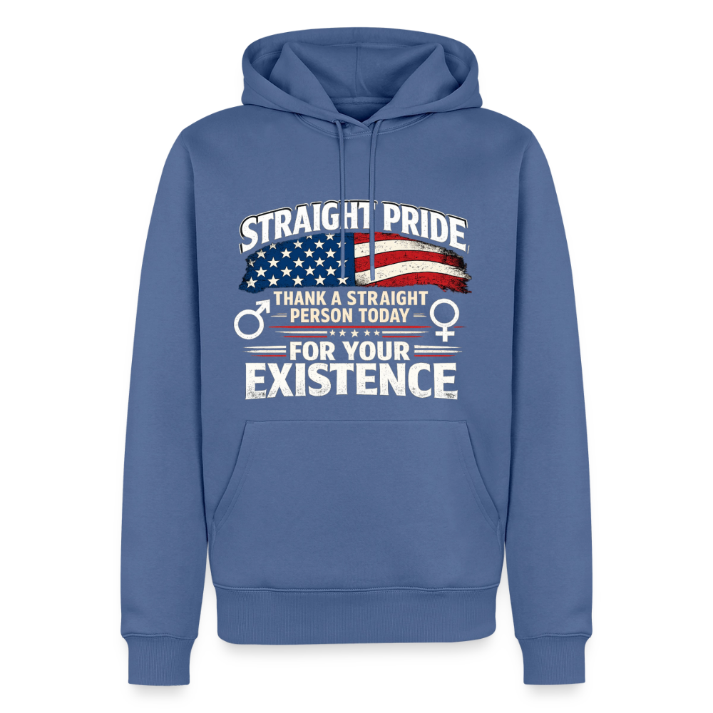 STRAIGHT PRIDE Hoodie – Thank a Straight Person Today Color: stone blue