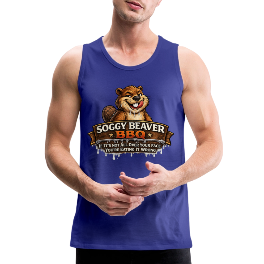 Soggy Beaver BBQ Funny Tank Top Color: Royal Blue