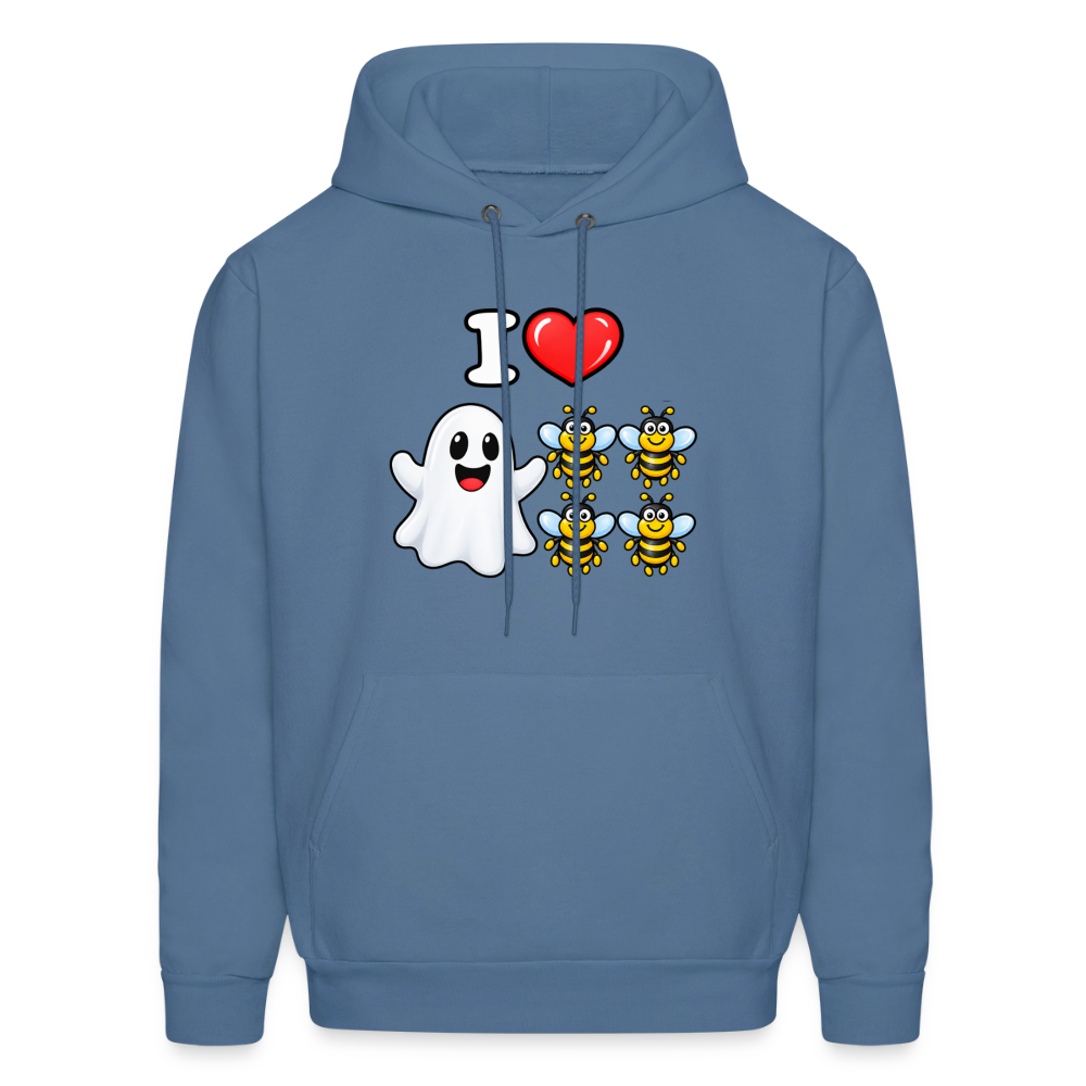 I Heart Boo Bees Hoodie – Funny Halloween Adult Humor - denim blue