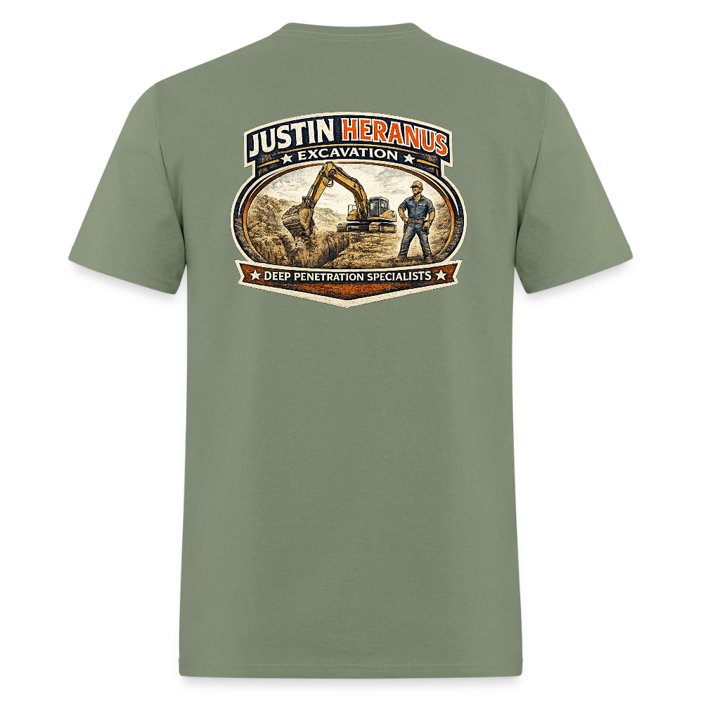 Justin Heranus Drilling Co Double-Sided Funny Humor Tee Color: safari