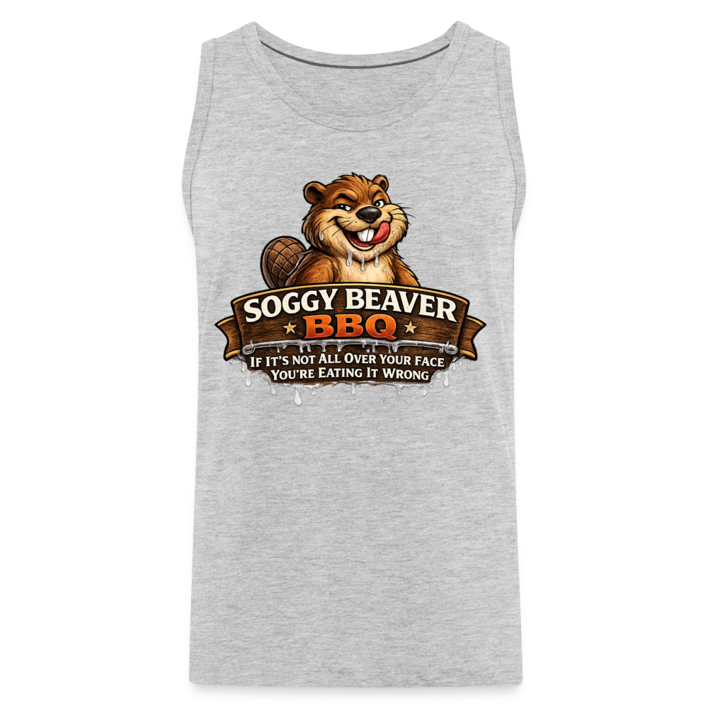 Soggy Beaver BBQ Funny Tank Top Color: Charcoal Grey