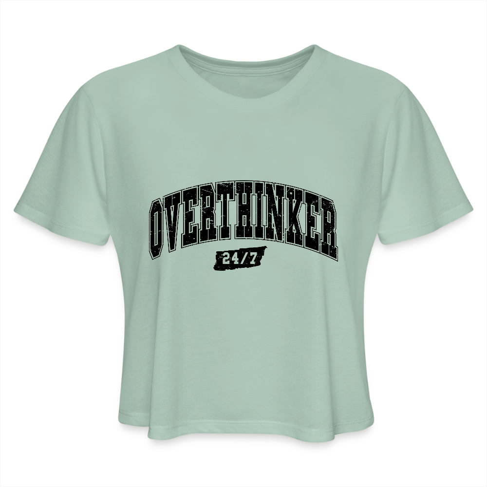 Overthinker 24/7 Women’s Cropped T-Shirt – Bold and Fun Style - dusty mint blue