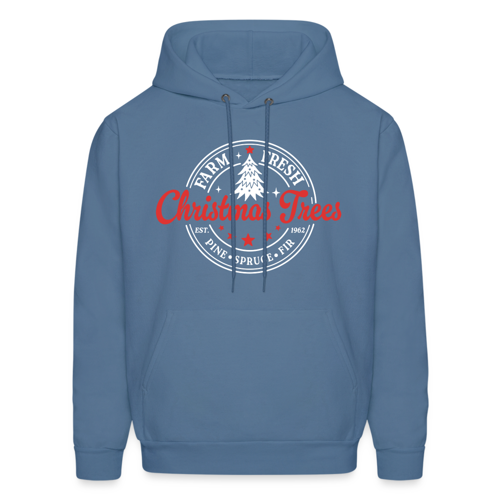 Farm Fresh Christmas Trees Hoodie - denim blue