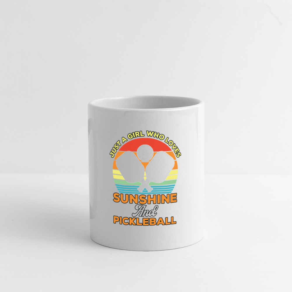 Just A Girl Who Loves Sunshine and Pickleball Coffee Mug Color: white