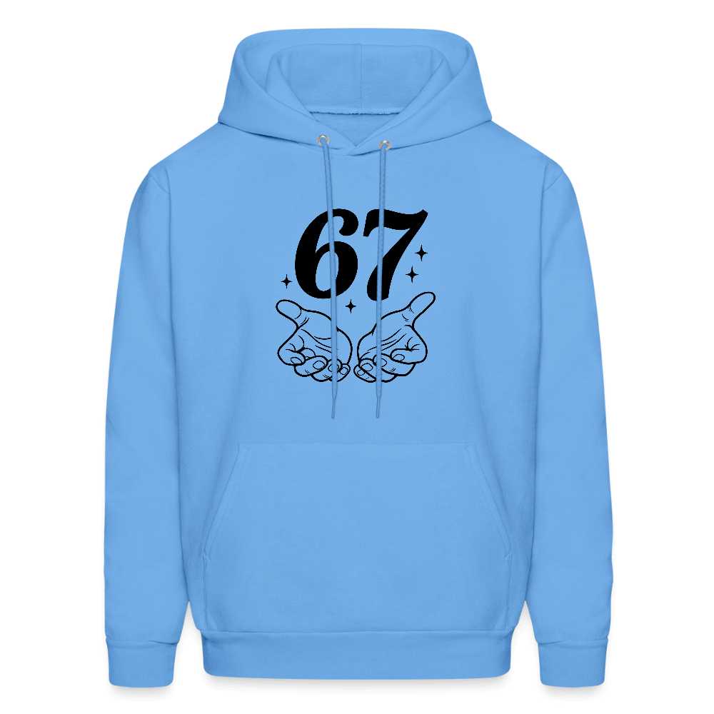 Six Seven 67 Hand Gesture Hoodie Color: carolina blue