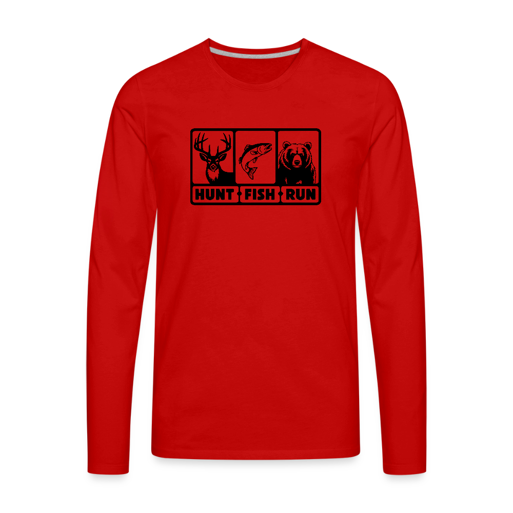 Hunt Fish Run Long Sleeve Tee – Funny Outdoor Shirt Color: white