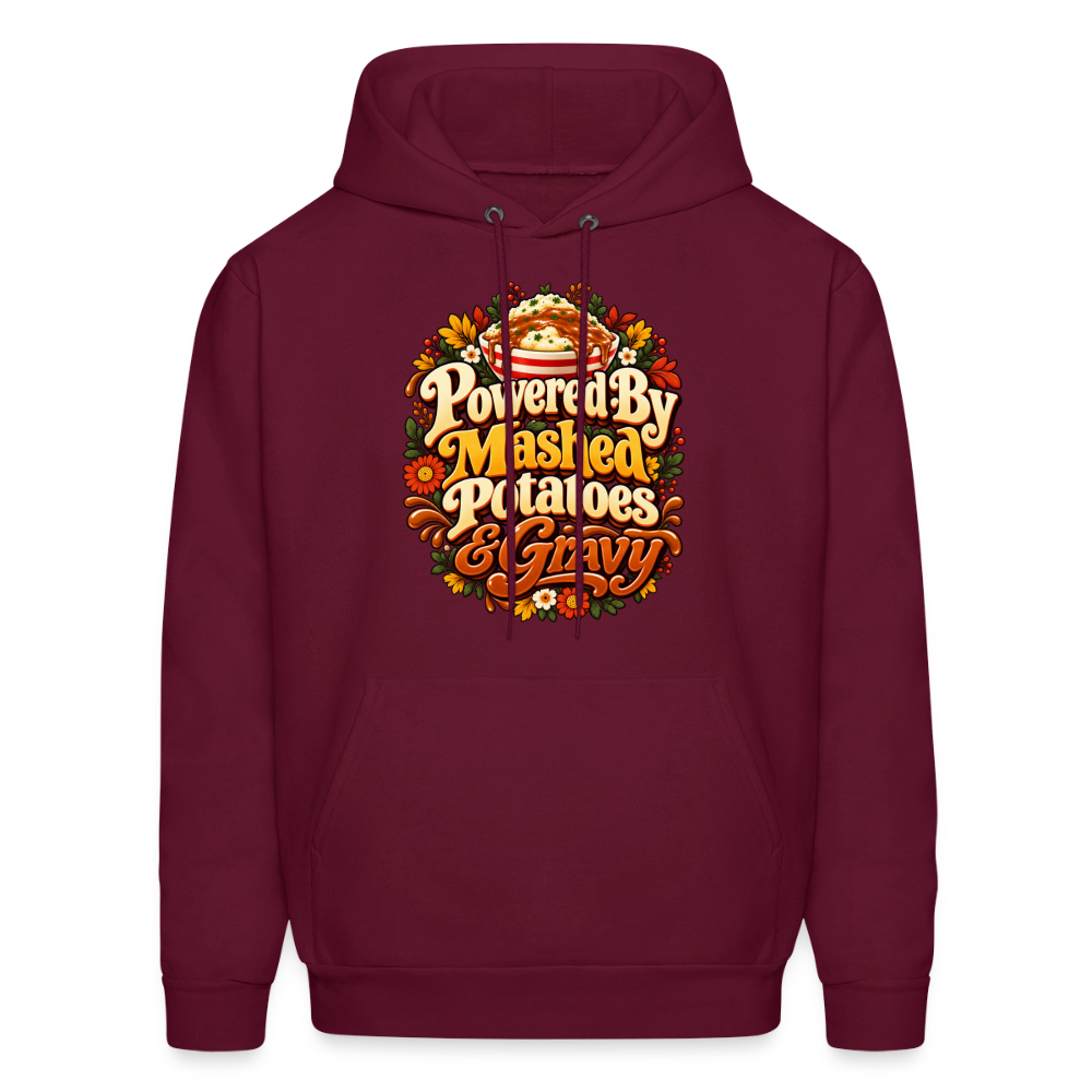 Powered by Mashed Potatoes & Gravy – Fall Floral Hoodie - burgundy