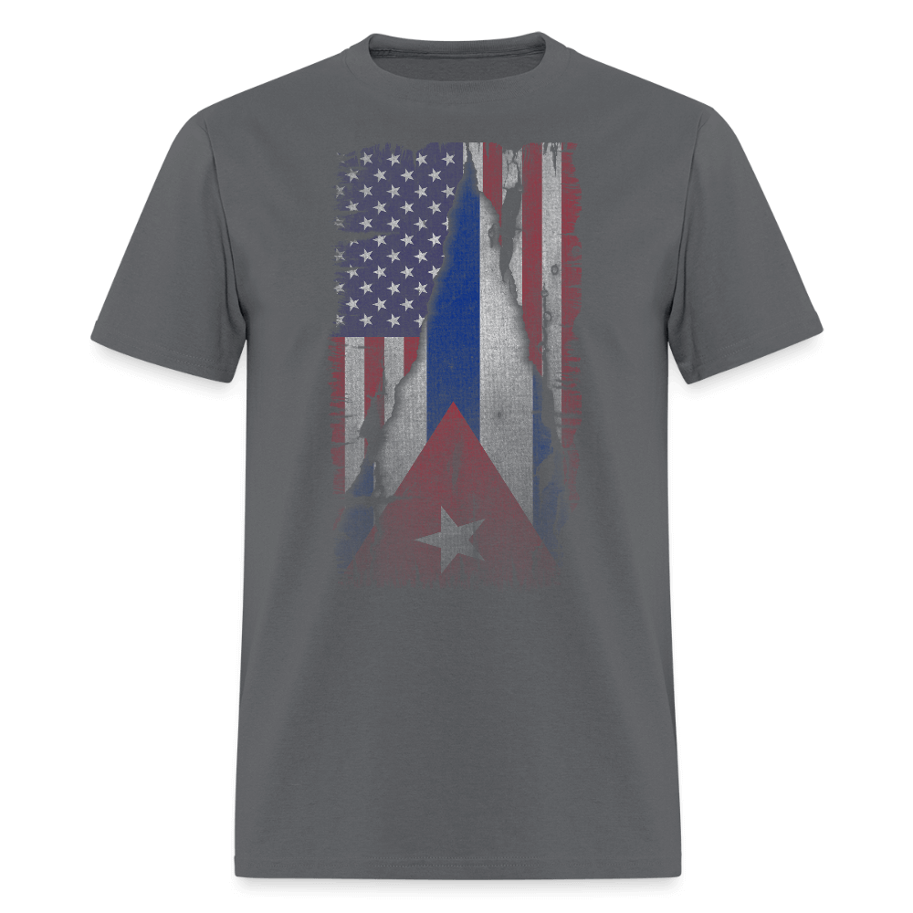 Cuba & USA Flag T-Shirt – Cuban American Pride Tee Color: charcoal