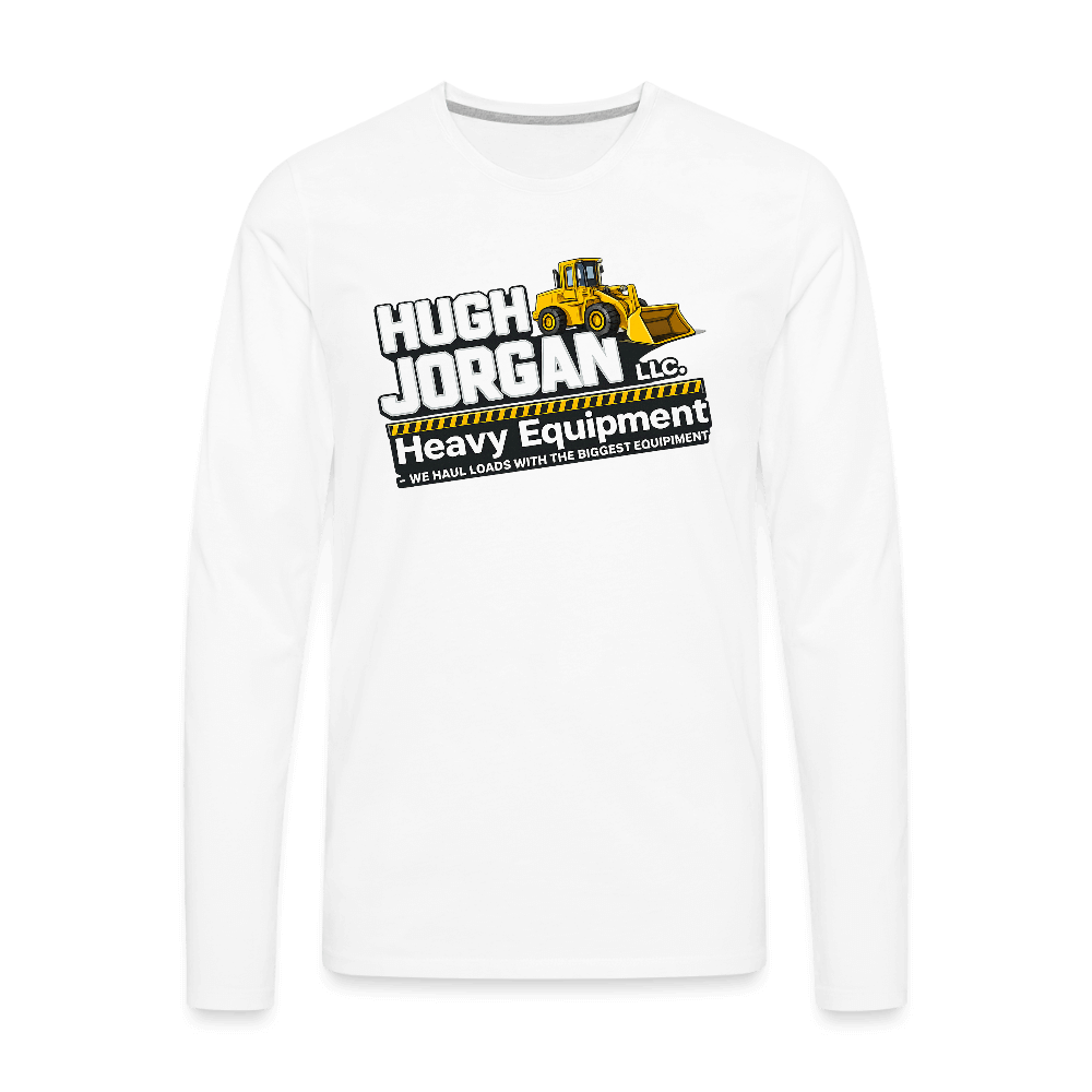 Hugh Jorgan Men's Long Sleeve T-Shirt – Funny Adult Humor Shirt Color: white