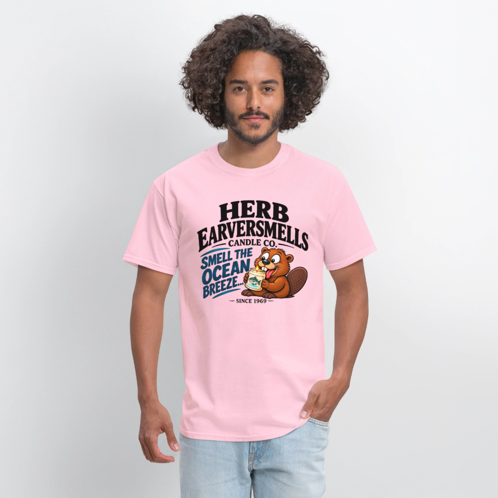 Herb Earversmells Candle Co. – Funny Adult Humor T-Shirt - pink