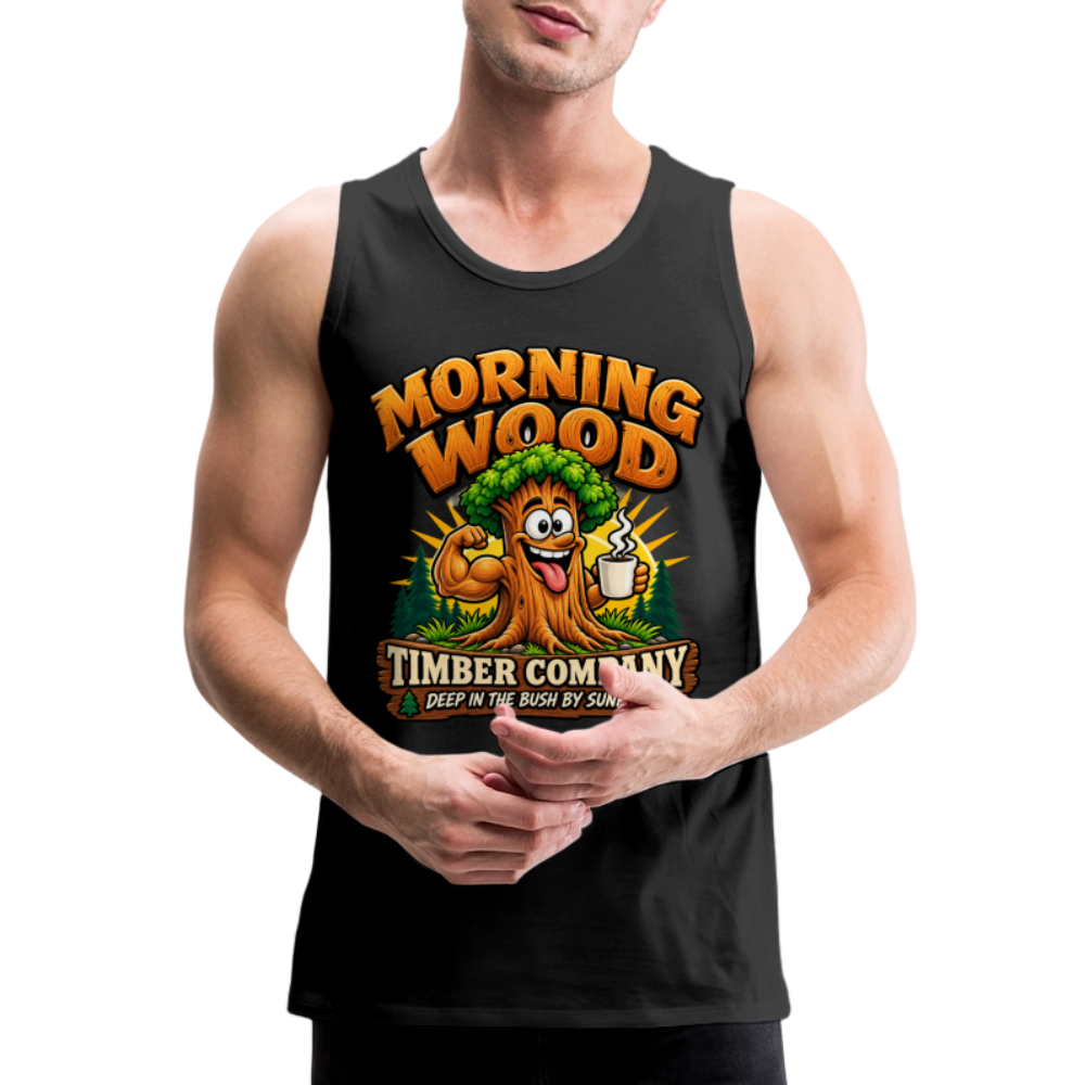 Morning Wood Timber Company Funny Adult Humor Tank Top Color: Heather Gray