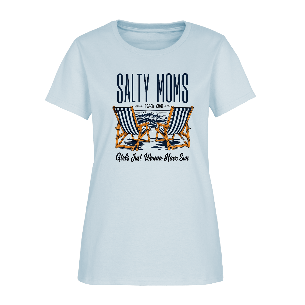 Salty Moms Beach Club T-Shirt – Girls Just Wanna Have Fun - light blue