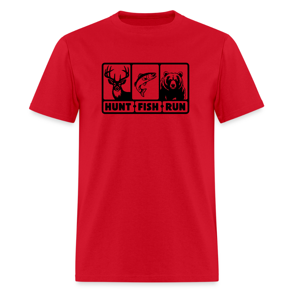 Hunt Fish Run Tee – Funny Outdoor Humor Shirt - red