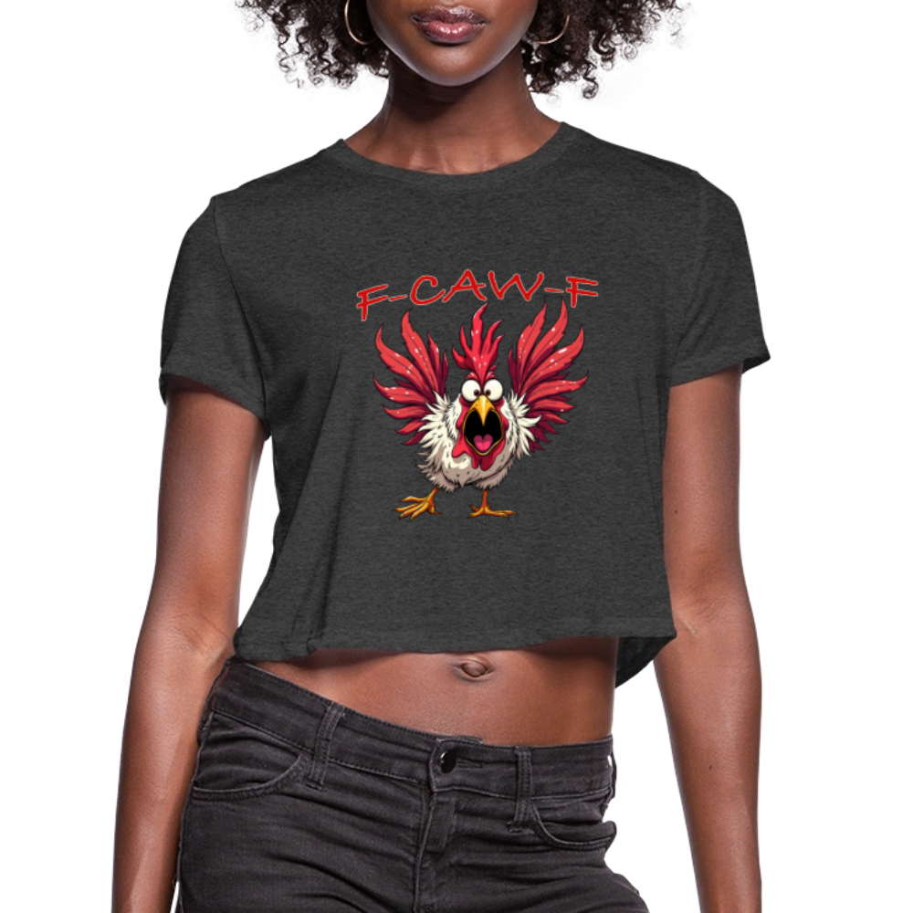 F-CAW-F Women’s Crop Tee – Funny Rooster Shirt Color: white